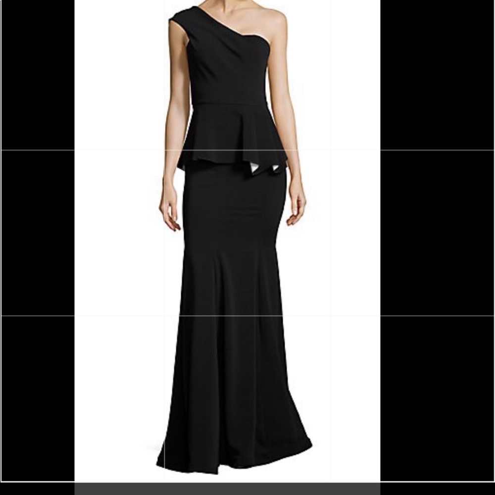 Nicole Bakti One Shoulder Peplum Dress